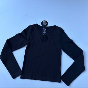 Fct Basics Women’s Black long Sleeve Stretchy Crop Knit Top Size Medium Casual